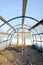 Homemade plastic arch empty greenhouse in winter