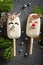 Homemade popsicles decorated like reindeer for Christmas