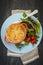 Homemade potpie meal with salad