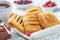 Homemade puff pastry pies with raspberries and blueberries