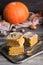 Homemade pumpkin bars with sugar-cinnamon crust