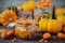 Homemade pumpkin pickle in a glass container on a wooden table