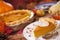 Homemade pumpkin pie on a rustic table