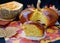 Homemade pumpkin shaped bread located on a dark background