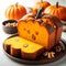 Homemade pumpkin shaped bread with yummy slice of bread ai generated