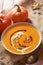 Homemade pumpkin soup for Thanksgiving