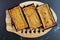 Homemade Pumpkin Tartlets on the Wooden Breadboard