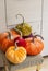 Homemade pumpkins for Halloween.Exclusive designer pumpkins for decorating the holiday of Halloween. Pumpkins made of corduroy fab