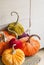 Homemade pumpkins for Halloween.Exclusive designer pumpkins for decorating the holiday of Halloween. Pumpkins made of corduroy fab