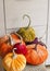 Homemade pumpkins for Halloween.Exclusive designer pumpkins for decorating the holiday of Halloween. Pumpkins made of corduroy fab