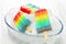 Homemade rainbow ice pop