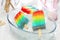 Homemade rainbow ice pop