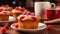 Homemade raspberry muffins with easy recipe concept on blurred background for a delightful treat