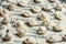 Homemade ravioli. dumplings. Pelmeni. Food recipe background. Close up