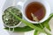 Homemade remedy - herbal plantain tea plantago lanceolata - he