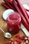Homemade rhubarb jam in jar