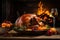 Homemade roast turkey or roast chicken for Thanksgiving or Christmas dinner