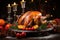 Homemade roast turkey or roast chicken for Thanksgiving or Christmas dinner