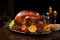 Homemade roast turkey or roast chicken for Thanksgiving or Christmas dinner