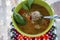 Homemade Romanian sour meatball soup `ciorba de perisoare`