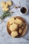 Homemade Rosemary Shortbread Cookies and coffee