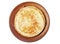 Homemade russian pancake on white background