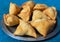 Homemade Samosa, samsa, or smosa. A vegetarian spicy Indian special traditional street food. Iftaari dish, Selective focus