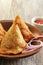 Homemade Samosas Indian Food close up view