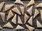 Homemade sandwich puff pastry Triangle on a wooden ancient rustic background. Top view. Place for text. Holiday