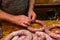 Homemade sausages preparation,