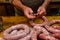 Homemade sausages preparation,