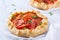 Homemade seasonal savoury summer tomato galette, tart, pie