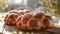 Homemade Shabbat challah bread with sesame seeds, Traditional Jewish holiday pastry. Shabbat Shalom. Generative ai