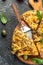 homemade snail pie with meat. Turkish cuisine. vertical image. top view. place for text