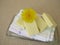 Homemade solid body butter bars with dandelion flower oil