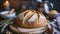 Homemade sourdough bread food photography recipe idea Happiness Concept on digital art concept, Generative AI