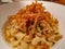 Homemade South German pasta, baked with cheese, onions and garlic