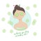 Homemade spa illustration. Pretty girl with a cucumber mask. Beauty, relax, rest and health picture.