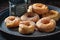 Homemade spanish donuts with powdered sugar. Donuts easy to make