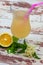 Homemade summer refreshing drink socata, made of elderberry flowers and lemon
