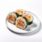 Homemade sushi roll Japanese food with sausage and vegetables