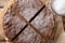 Homemade Swedish chocolate sticky cake close-up on a table. horizontal top view from above