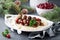 Homemade swedish meatballs with mashed potatoes and cranberry sauce