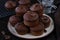 Homemade sweet molten chocolate lava cakes muffins