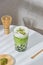 Homemade Tapioca pearl boboa green tea Japanese matcha latte - creamy and yummy with pretty look