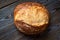 Homemade tartine bread on dark wooden table