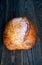 Homemade tartine bread on dark wooden table