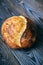 Homemade tartine bread on dark wooden table