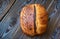 Homemade tartine bread on dark wooden table