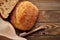 Homemade tartine bread on wooden table